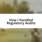 How I Handled Regulatory Audits