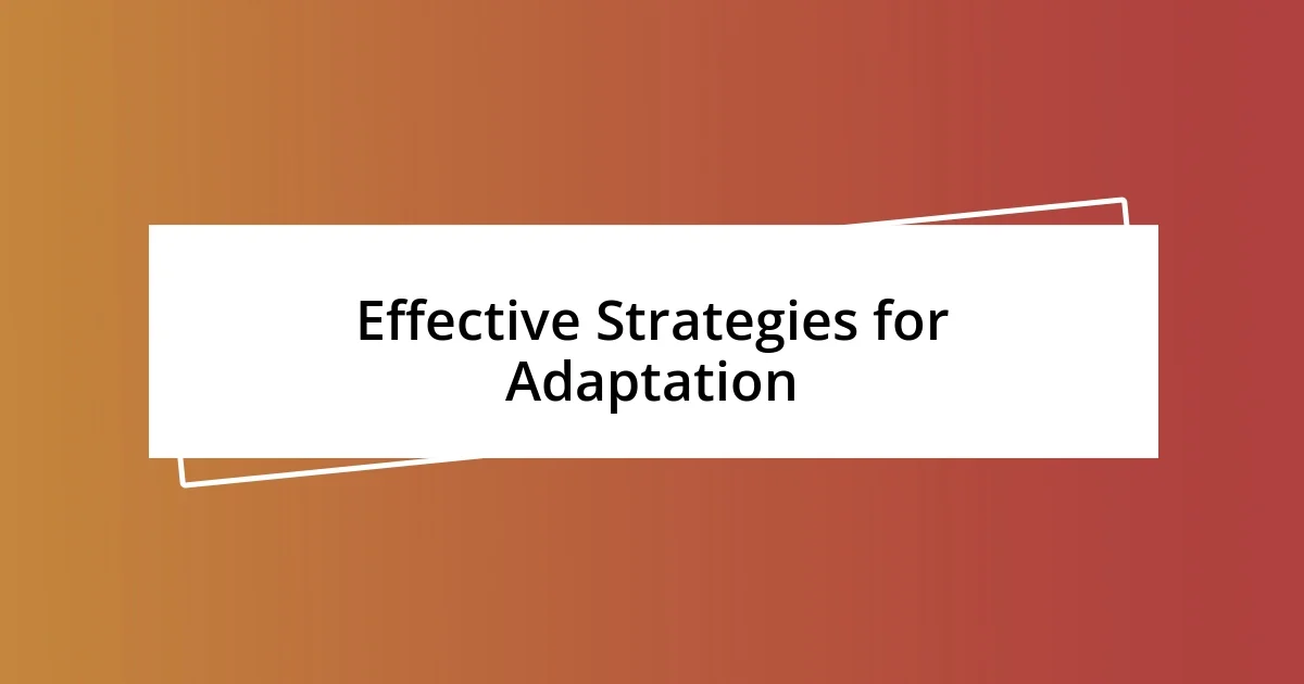 Effective Strategies for Adaptation