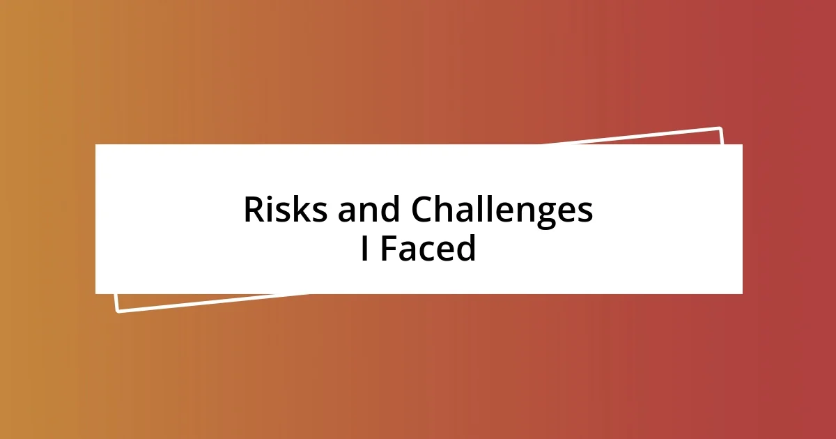 Risks and Challenges I Faced