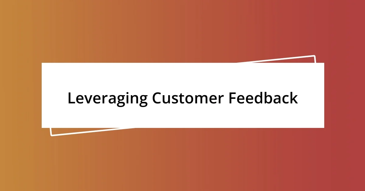 Leveraging Customer Feedback